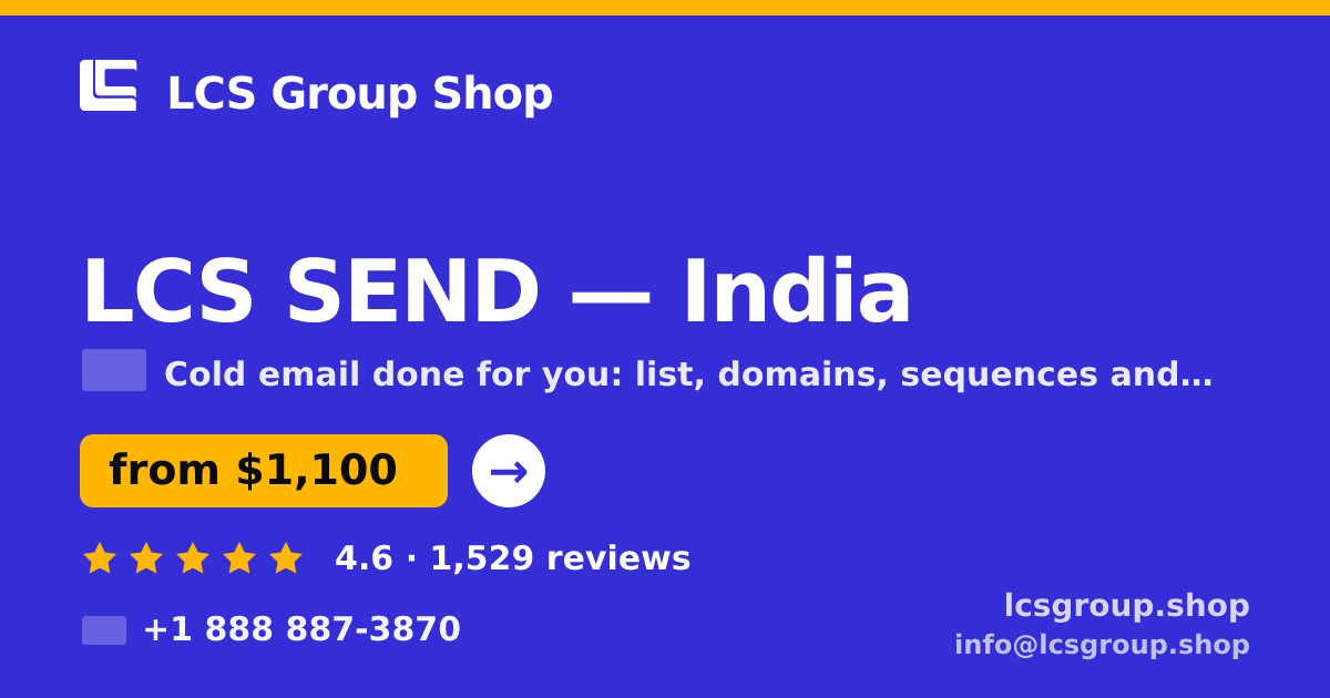 LCS SEND in India — from $1,100/mo, rated 4.6/5 by 1529 clients. LCS Group Shop.