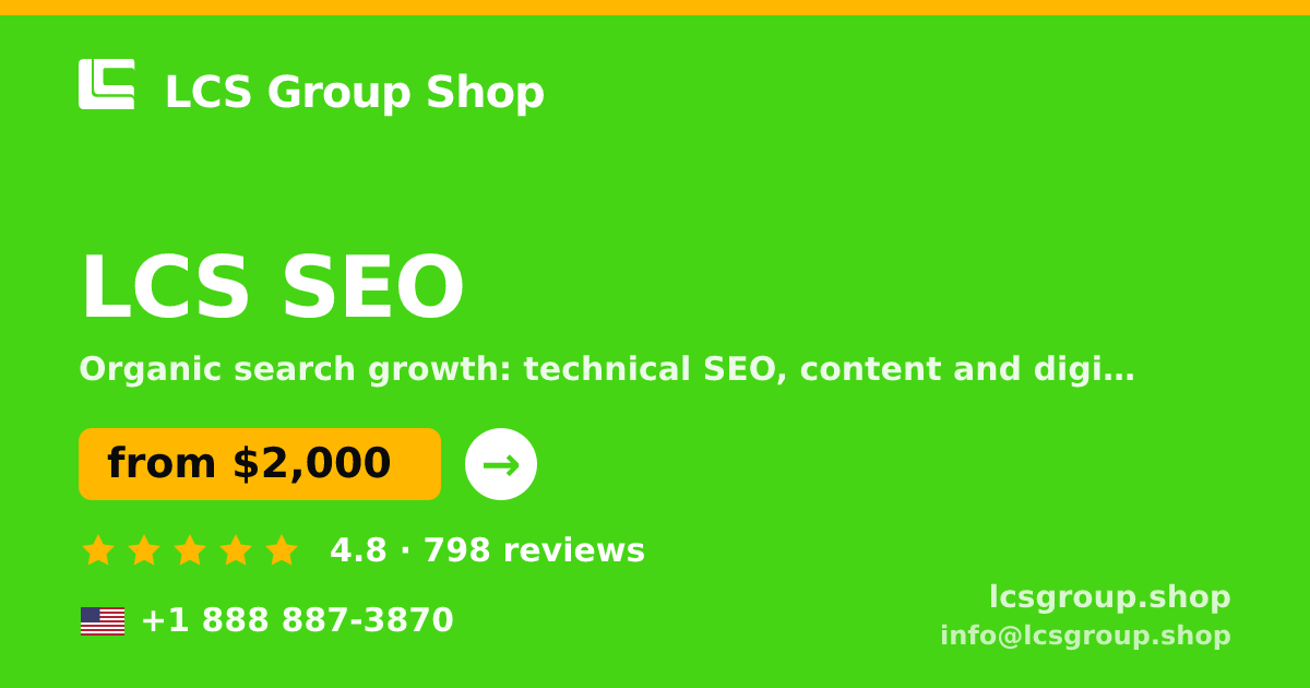 LCS SEO in the USA — from $2,000/mo, rated 4.8/5 by 798 clients. LCS Group Shop.
