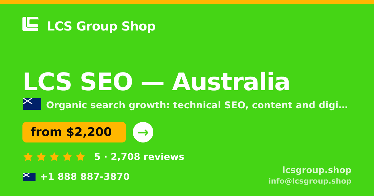LCS SEO in Australia — from $2,200/mo, rated 5/5 by 2708 clients. LCS Group Shop.