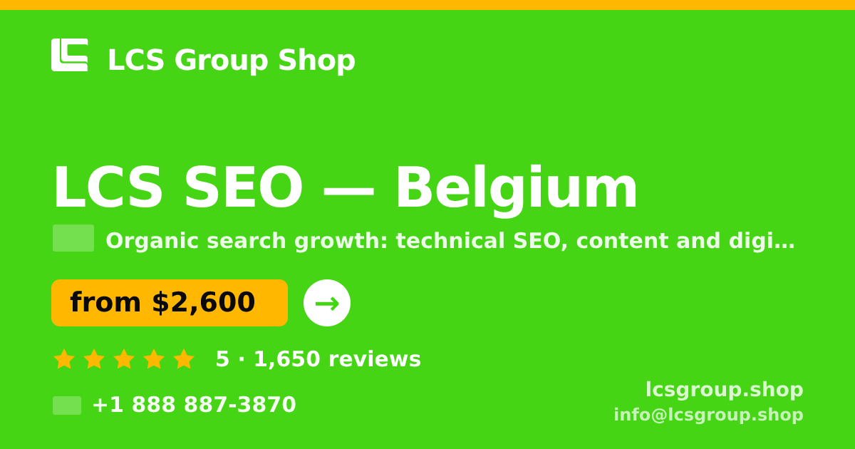 LCS SEO in Belgium — from $2,600/mo, rated 5/5 by 1650 clients. LCS Group Shop.