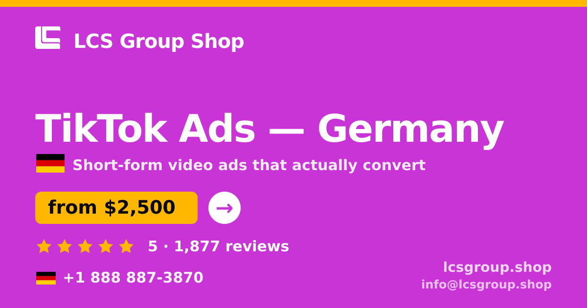TikTok Ads in Hamburg — from $2,700/mo, rated 4.5/5 by 2799 clients. LCS Group Shop.