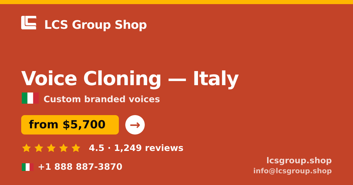Voice Cloning in Milan — from $6,900, rated 4.7/5 by 2079 clients. LCS Group Shop.