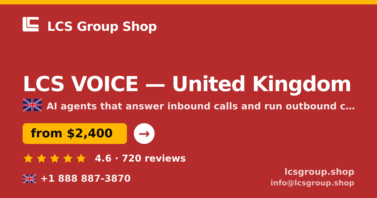 LCS VOICE in United Kingdom — from $2,400/mo, rated 4.6/5 by 720 clients. LCS Group Shop.