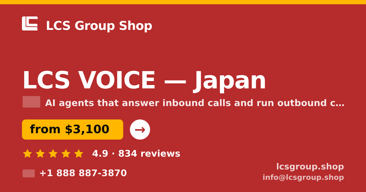 LCS VOICE in Japan — from $3,100/mo, rated 4.9/5 by 834 clients. LCS Group Shop.