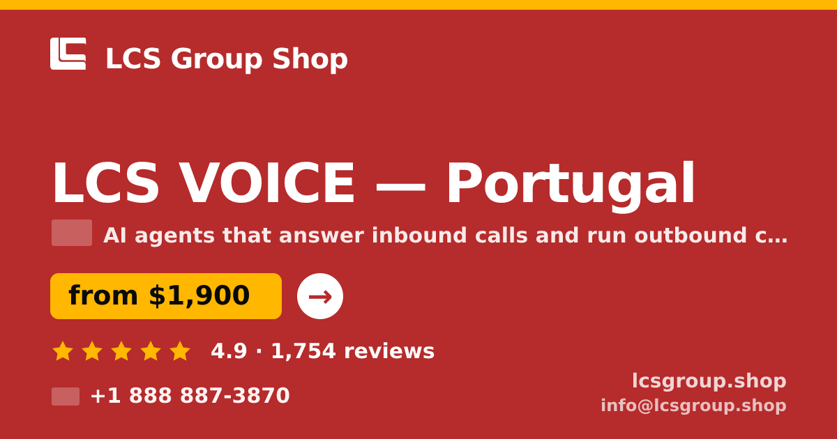 LCS VOICE in Lisbon — from $1,900/mo, rated 4.7/5 by 2421 clients. LCS Group Shop.