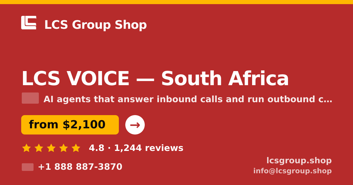 LCS VOICE in Durban — from $1,200/mo, rated 4.6/5 by 1688 clients. LCS Group Shop.