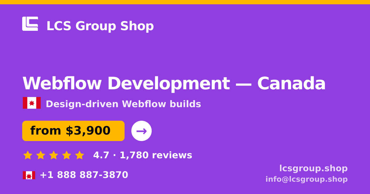 Webflow Development in Toronto — from $5,000, rated 4.9/5 by 2097 clients. LCS Group Shop.
